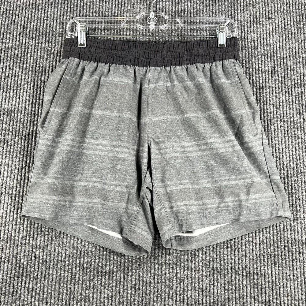 Prana Shorts Mens Size XS Extra Small Gray Striped Drawstrings Active Outdoor
